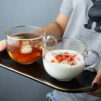transparent heat resistant glass coffee milk mugs large breakfast cereal cup home ice cream cup yogurt dessert bowls soup dish