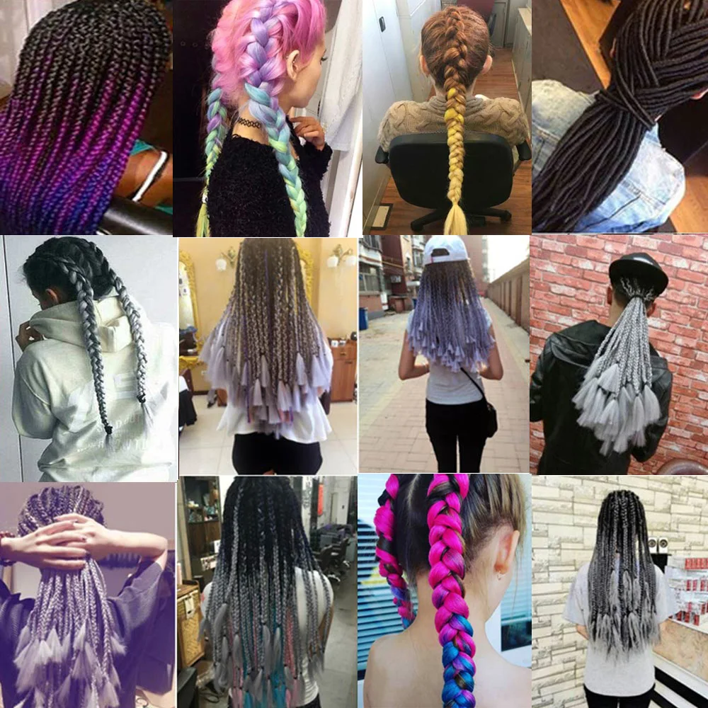

24 Inch 105 Color Jumbo Braiding Hair Pre Stretched Afro Wholesale Ombre Synthetic Hair Braid Extension For Box Twist Braids
