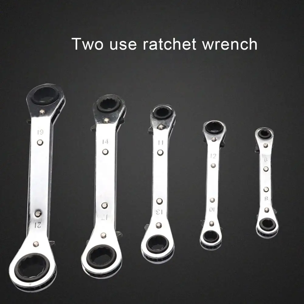 

5 шт./компл. изогнутая двойная головка трещотка Реверсивный трещотка ручной ключ метрический ручной инструмент трещотка кольцевой натяжите...