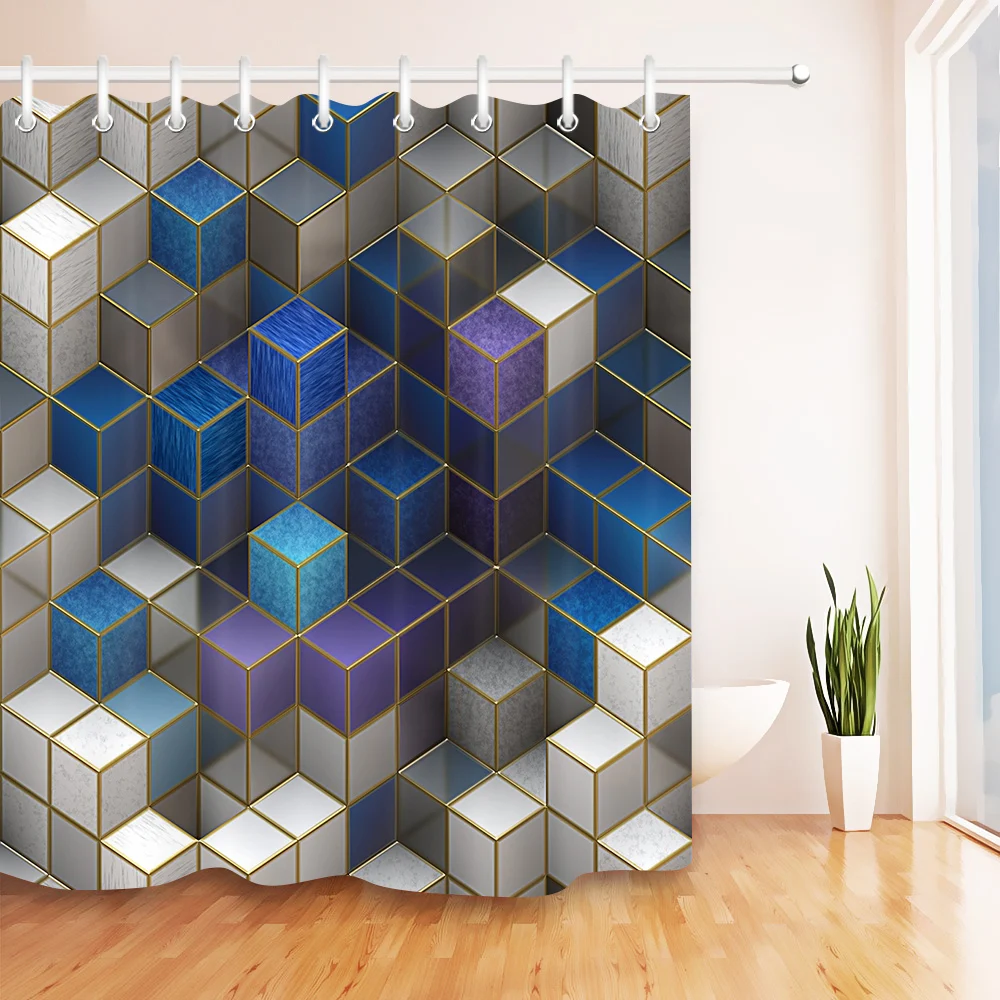 

72'' Black Leather Background With Gold Pattern Bathroom Waterproof Fabric Shower Curtain Polyester 12 Hooks Bath Accessory Sets