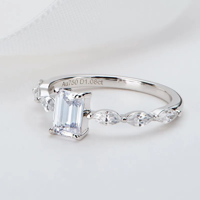 

18K AU750 White Gold Ring Super Flash Moissanite Passed Diamond Test Wedding Jewelry Anniversary ZW39953