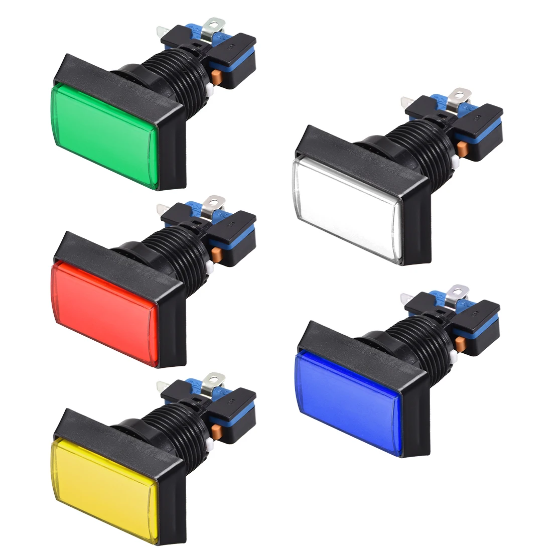 

uxcell 2-5pcs Game Push Button 49x33mm Rectangle 12V LED Illuminated Push Button Switch with Micro switch for Arcade Video Games
