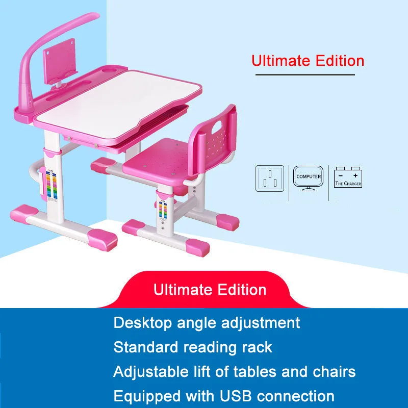 

Children's Study Table Liftable Adjustment Writing Desk and Chair Set for Boys and Girls Table for Kids Simple Furniture Modern