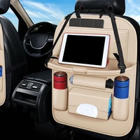 car seat back organizer pu leather pad bag foldable table tray travel tablet tissue storage box stowing tidying auto accessories