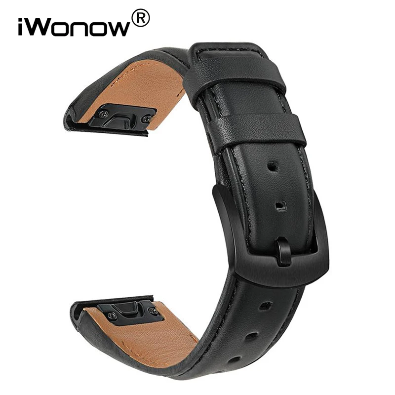 Quick Fit Кожаный ремешок для часов 22 мм наручных Garmin Fenix 6/6 Pro / 6 сапфир/5/ 5 Plus/ Forerunner 945