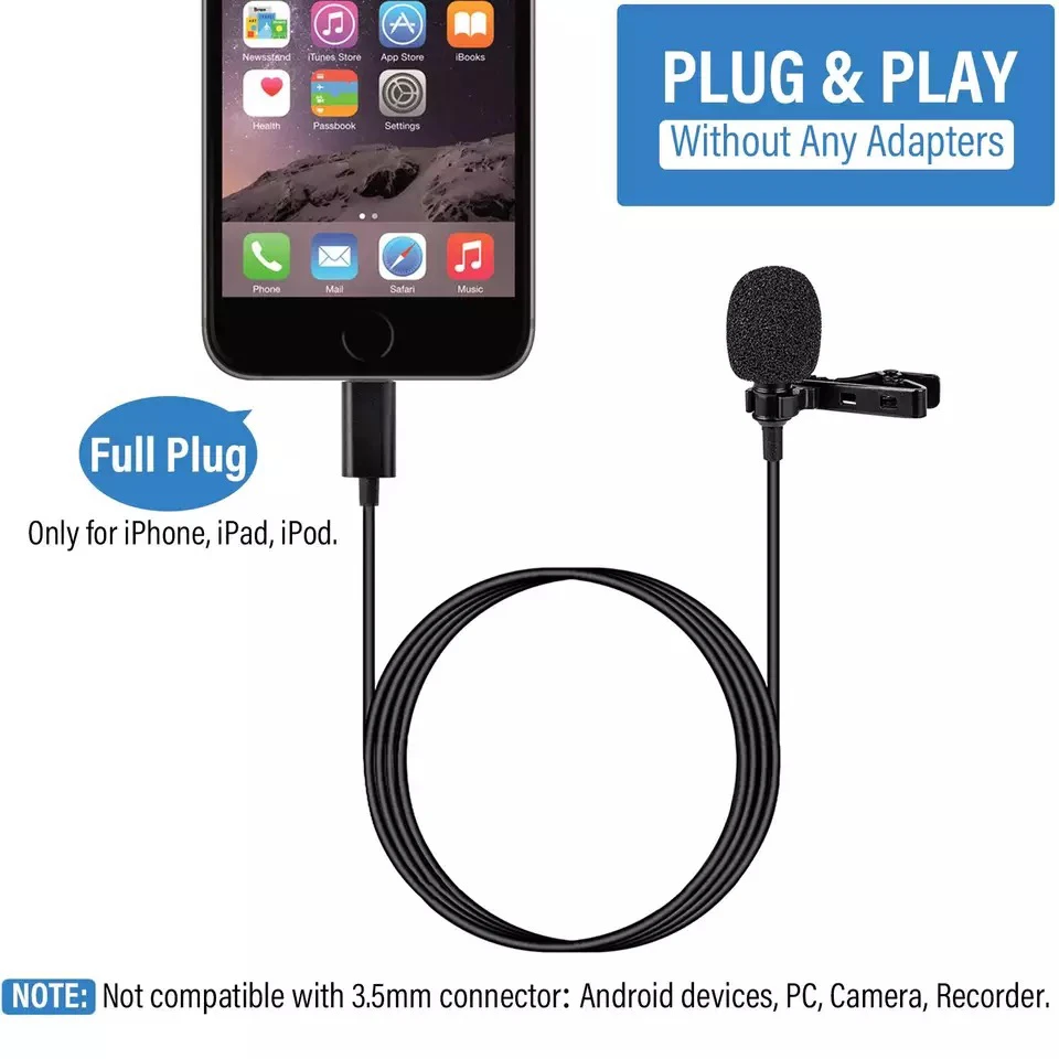 Портативный мини микрофон YC LM10 II конденсаторный петличный с креплением на