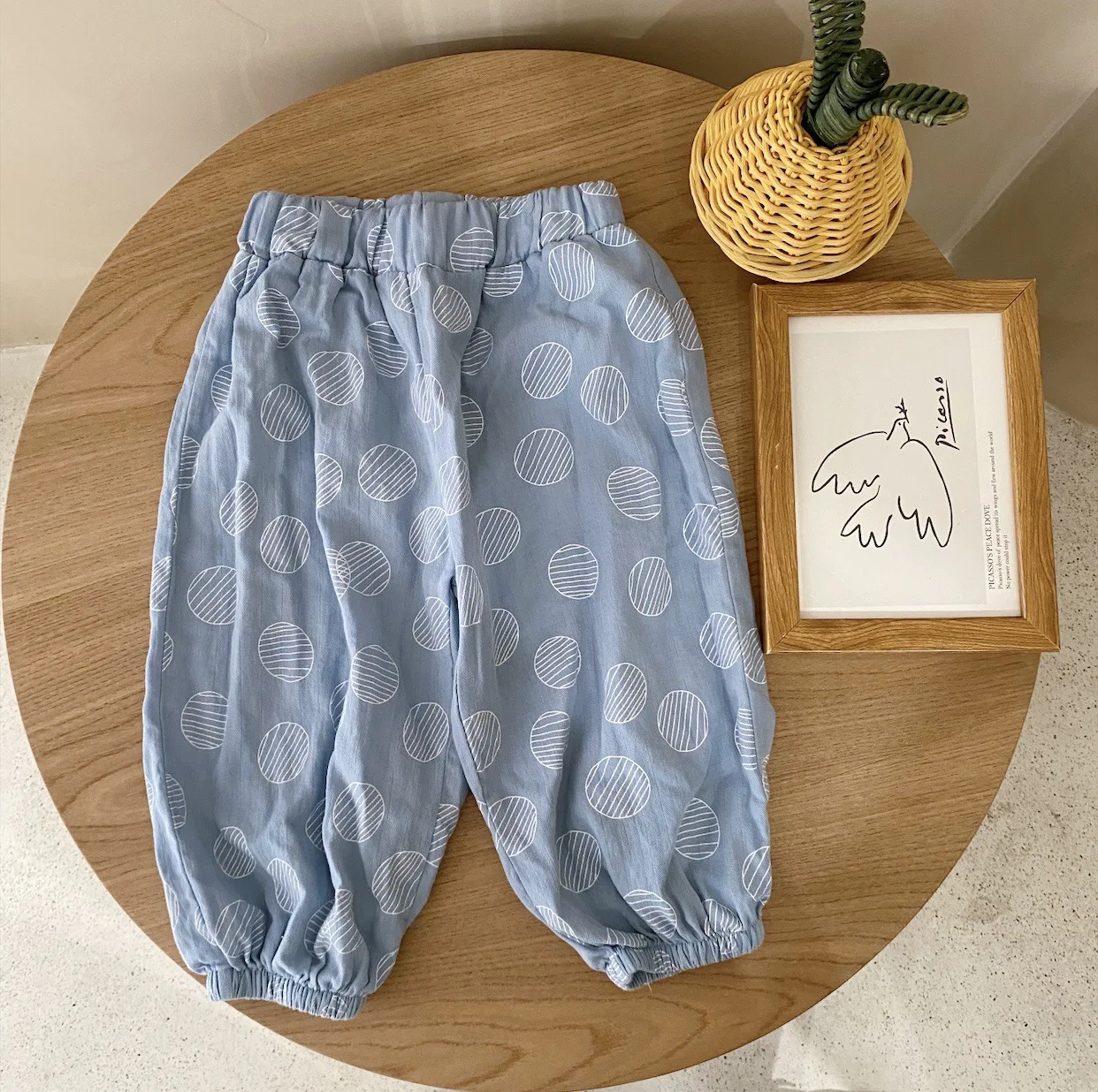 

7681 Children Pants 2021 Summer New Boys Cotton Anti Mosquito Pants Lantern Pants Simple Loose 2-9T Baby Girl Pants