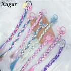 Разноцветные резинки для волос Xugar, эластичные резинки для девочек с радужной сеткой, резинки для конского хвоста, аксессуары для волос