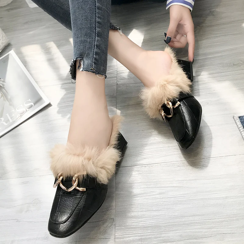 Зимние тапочки Женская обувь Женские теплые плюшевые Модные Яркие вьетнамки