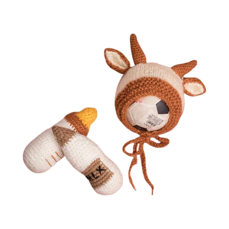 

Детская вязаная крючком шапка с молочной бутылочкой и икры Милая шапочка с животным шапочка вязаные мягкие игрушки набор реквизит для фото...