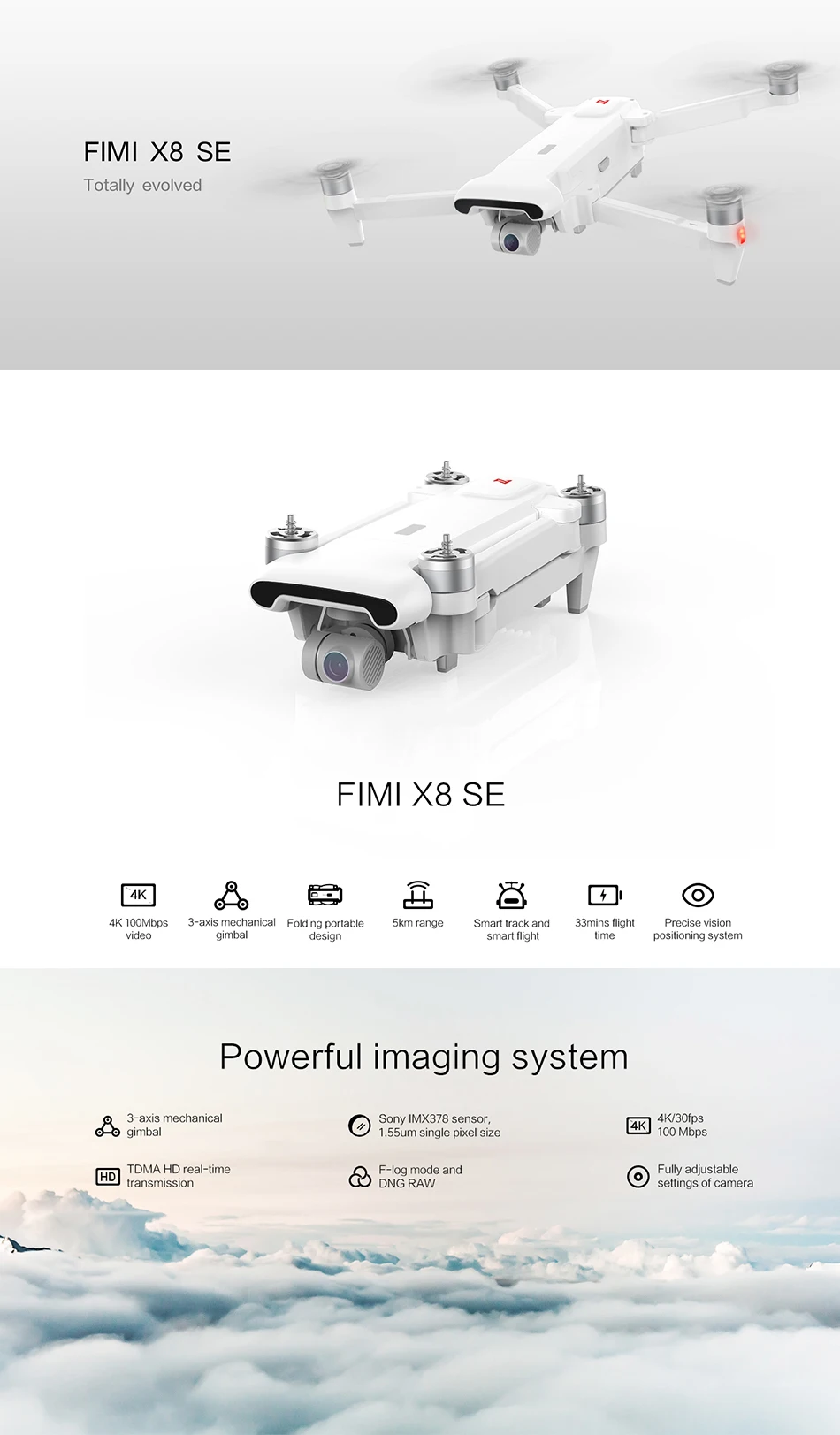 FIMI X8 SE дрона с дистанционным управлением 4K HD Камера 5 км с видом от первого лица 3-осевому гидростабилизатору gps Квадрокоптер 33 минут полета RTF