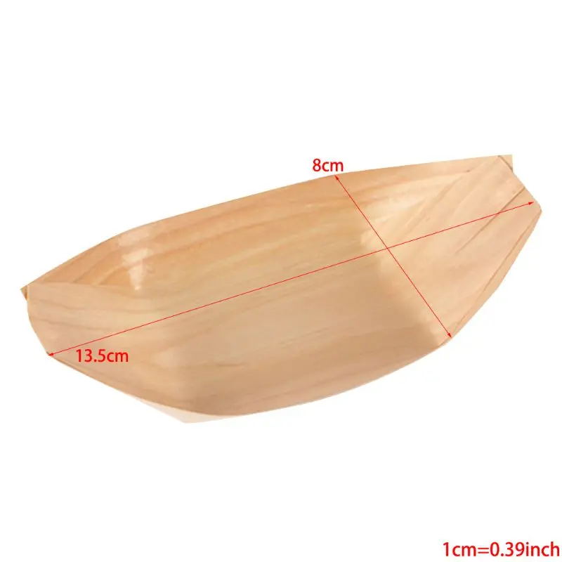 100 шт одноразовые деревянные лодки формы еды Compostable подносы тарелки для закусок Nibbles