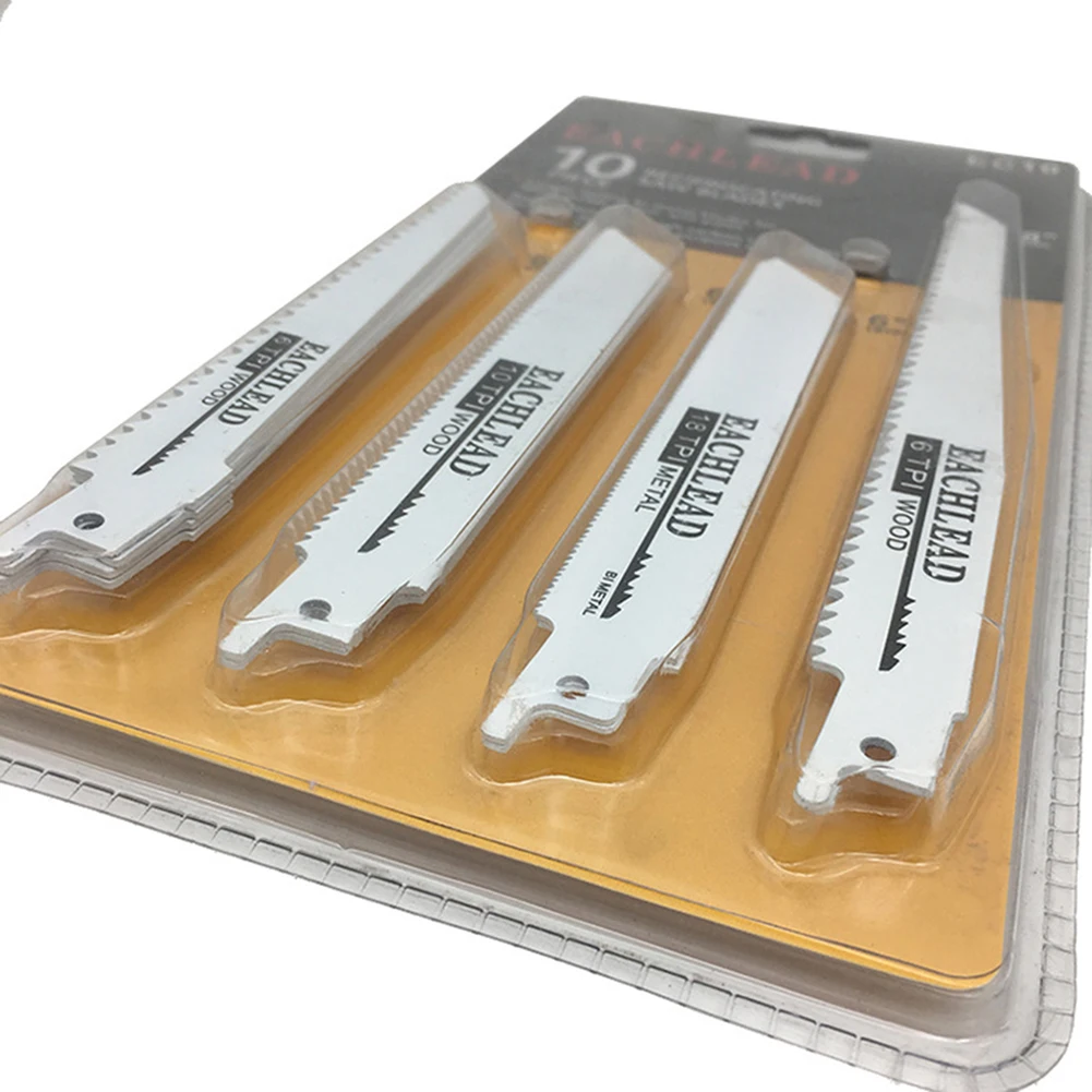 

10 Pcs 203mm Jig Saw Blade Wood Cutting Bimetal Reciprocating Saw Blade Plastic Wood Metal Cutting Woodworking Accessories Part