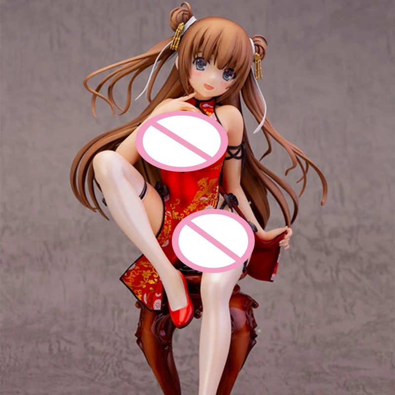 

21cm Anime Koharu Hayasaki Action Figure Cheongsam Scene Base Sitting Posture Detachable Wooden Chair PVC Collection Model Toys