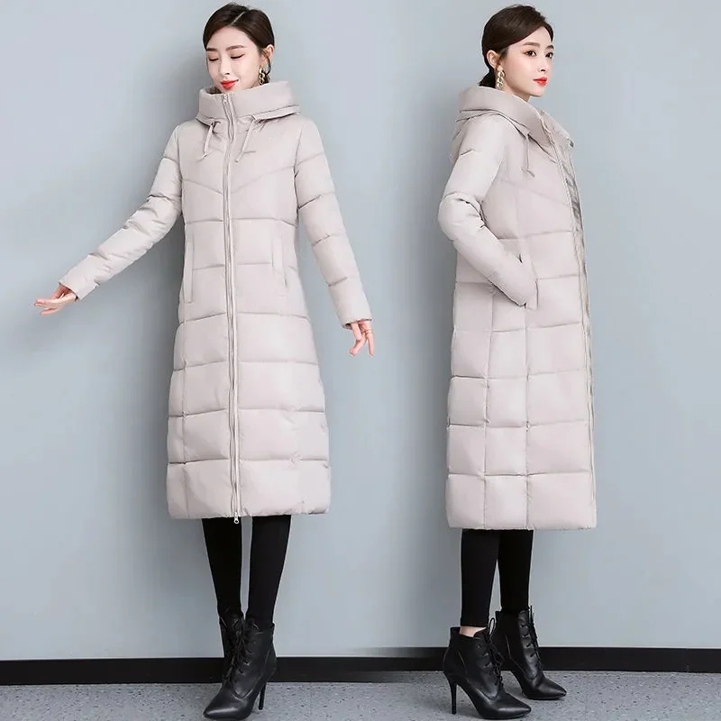 Women Cotton-padded Jacket 202 Korean Long Over Knee  Padded Warm Coat Winter Padded Jacket Female New Fashion Slim Coat A420