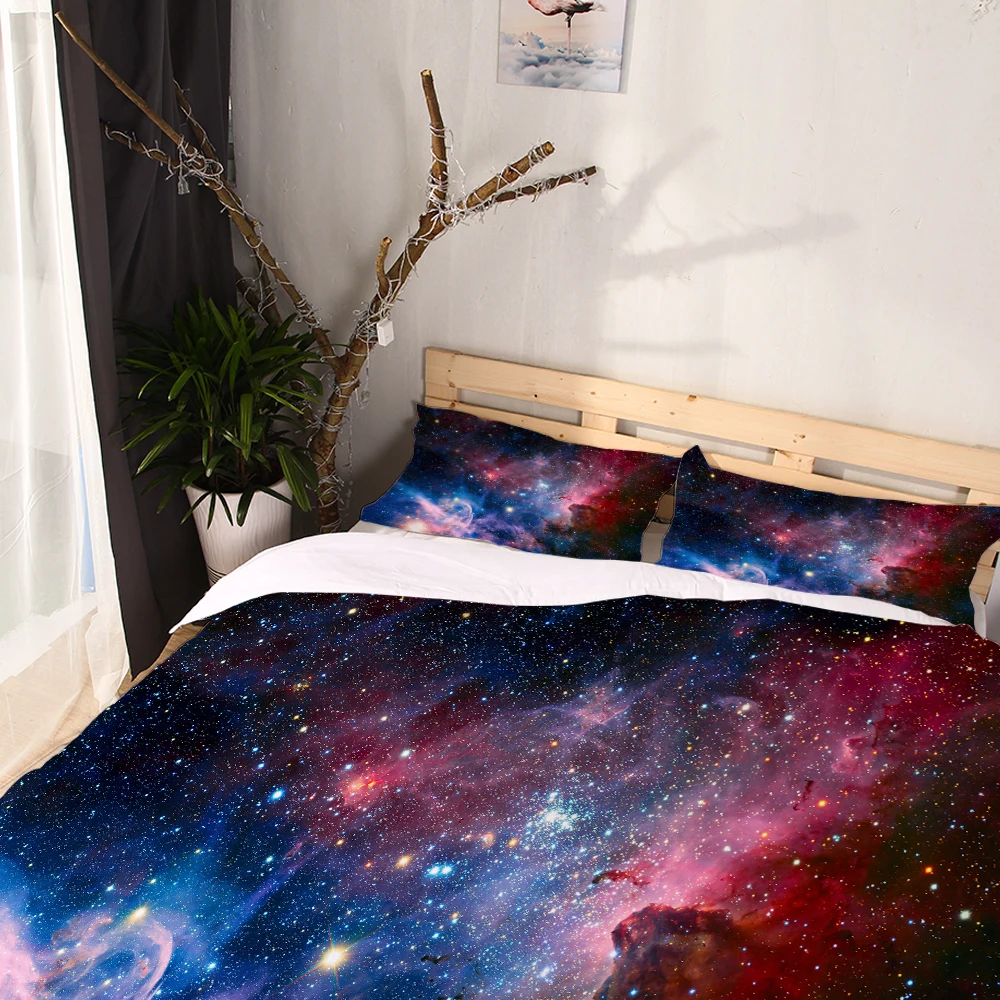 

Miracille Mysterious Starry Sky Bedding Set With Duvet Universe Three Piece Bedding King Size Sheet Cover Pillow Baby Crib Boy
