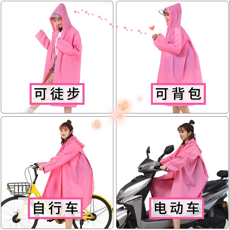 

Thin Transparent Raincoat with Hood Ladies Portable Fashion Electric Car Raincoat Adult Poncho Impermeable Rain Gear DL60YY