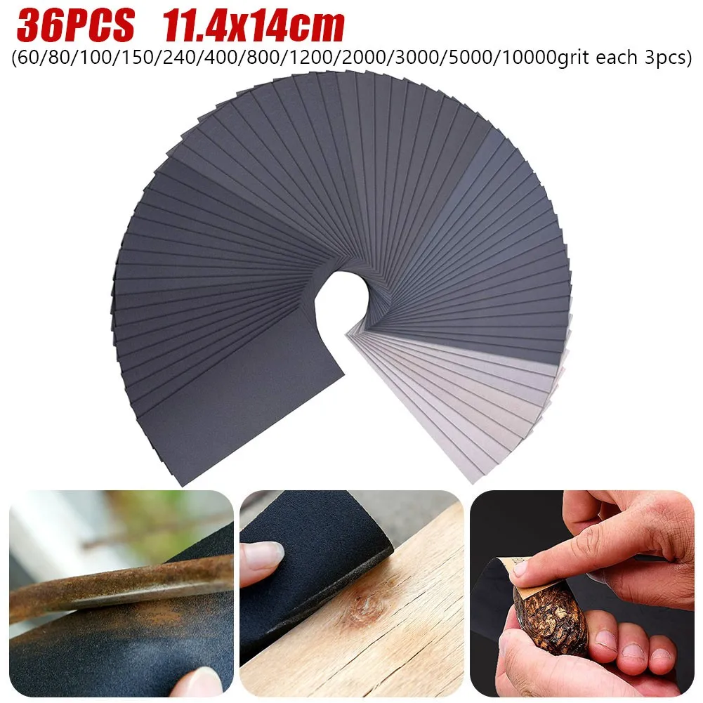 

36pcs Sandpaper 60To10000# For Automotive Dry/wet Finishing Furniture
