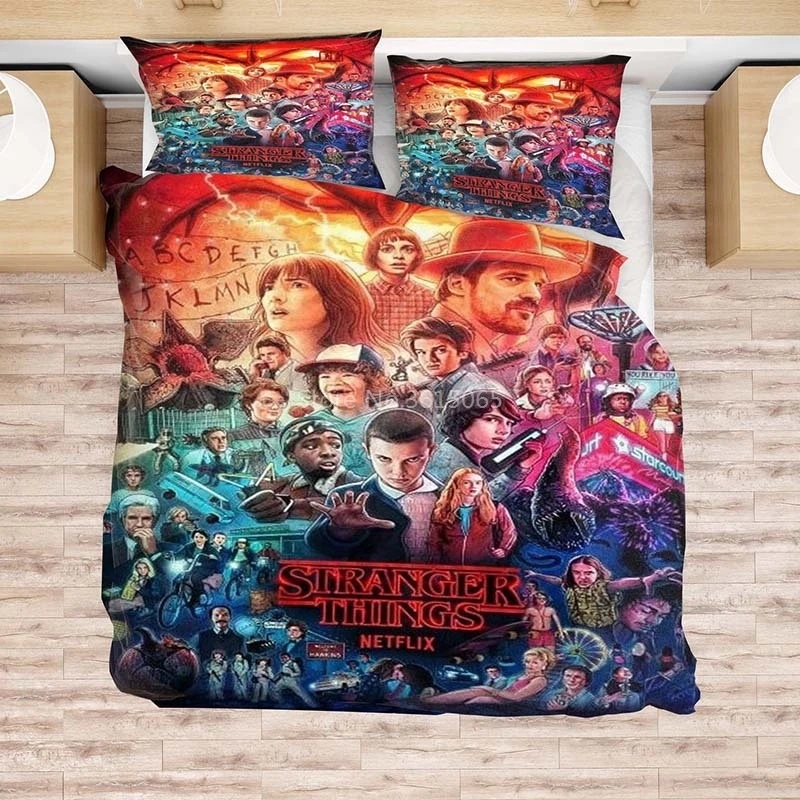 

Hot Sale Stranger Things 3d Cartoon Bedding Set Printed Duvet Cover Set with Pillowcase Boys/Girls Bedroom Decor Bed Linen Sets