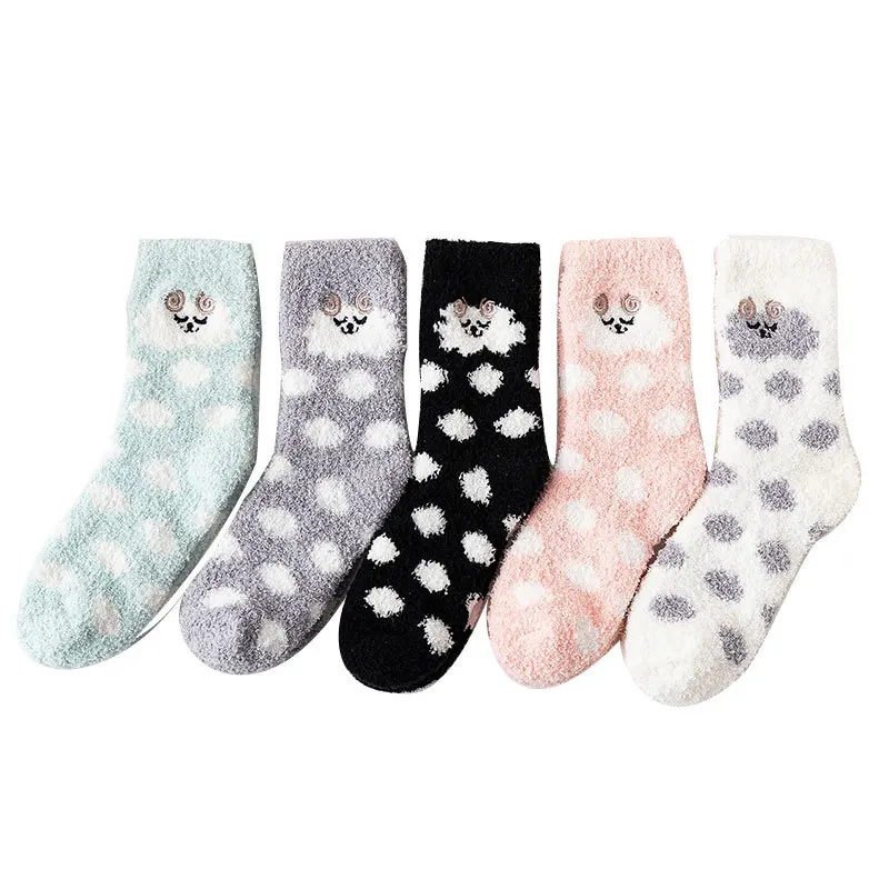 

Funny Cartoon Animals Thickened Socks Winter Plush And Warm Middle Tube Socks Women Cute Sleeping Socks Home Floor Sock