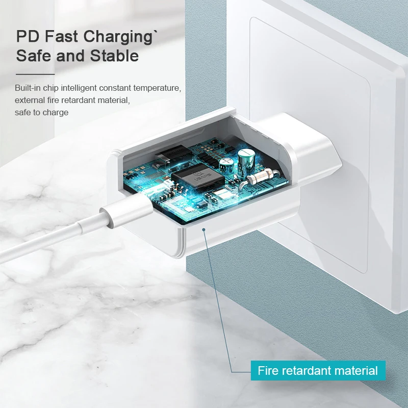 Зарядное устройство VOXLINK PD Fast USB Type-c 18W QC3.0 с кабелем USB-C на 8pin для iPhone x xs xr Xiaomi Samsung Huawei on.