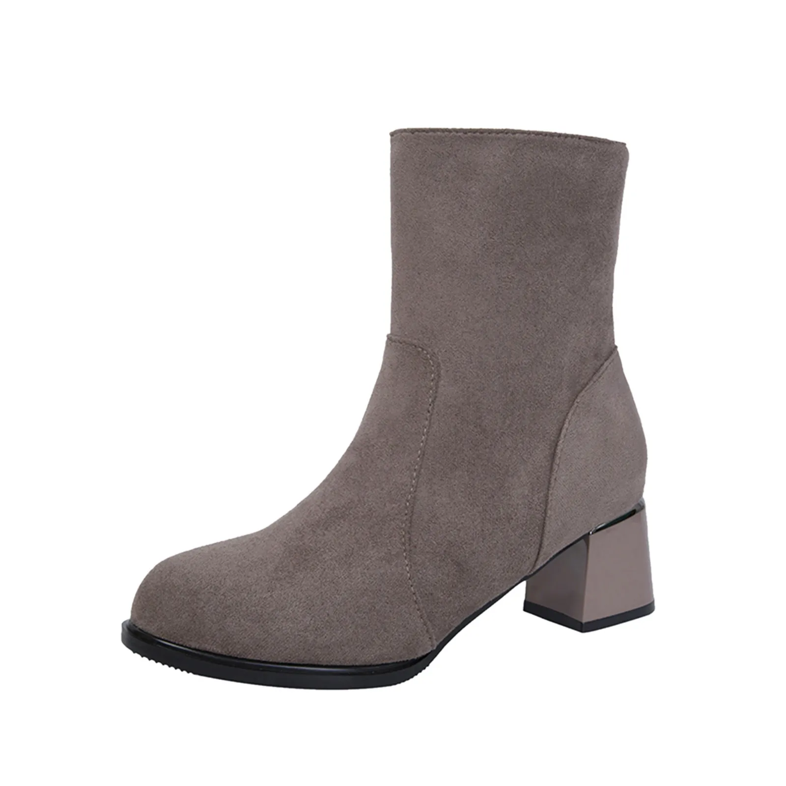 

Ботинки на каблуке, короткая молния, женские замшевые однотонные ботинки, модные ботинки, женские ботинки