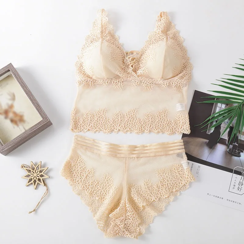 Женский бюстгальтер пуш ап бесшовный дышащий с вышивкой нижнее белье комплект