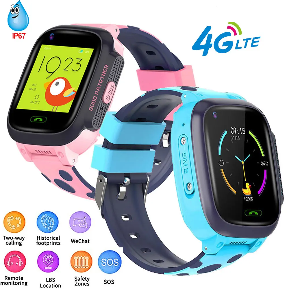 Детские Смарт часы с GPS 4G силиконовый браслет для фото SOS несколько функций
