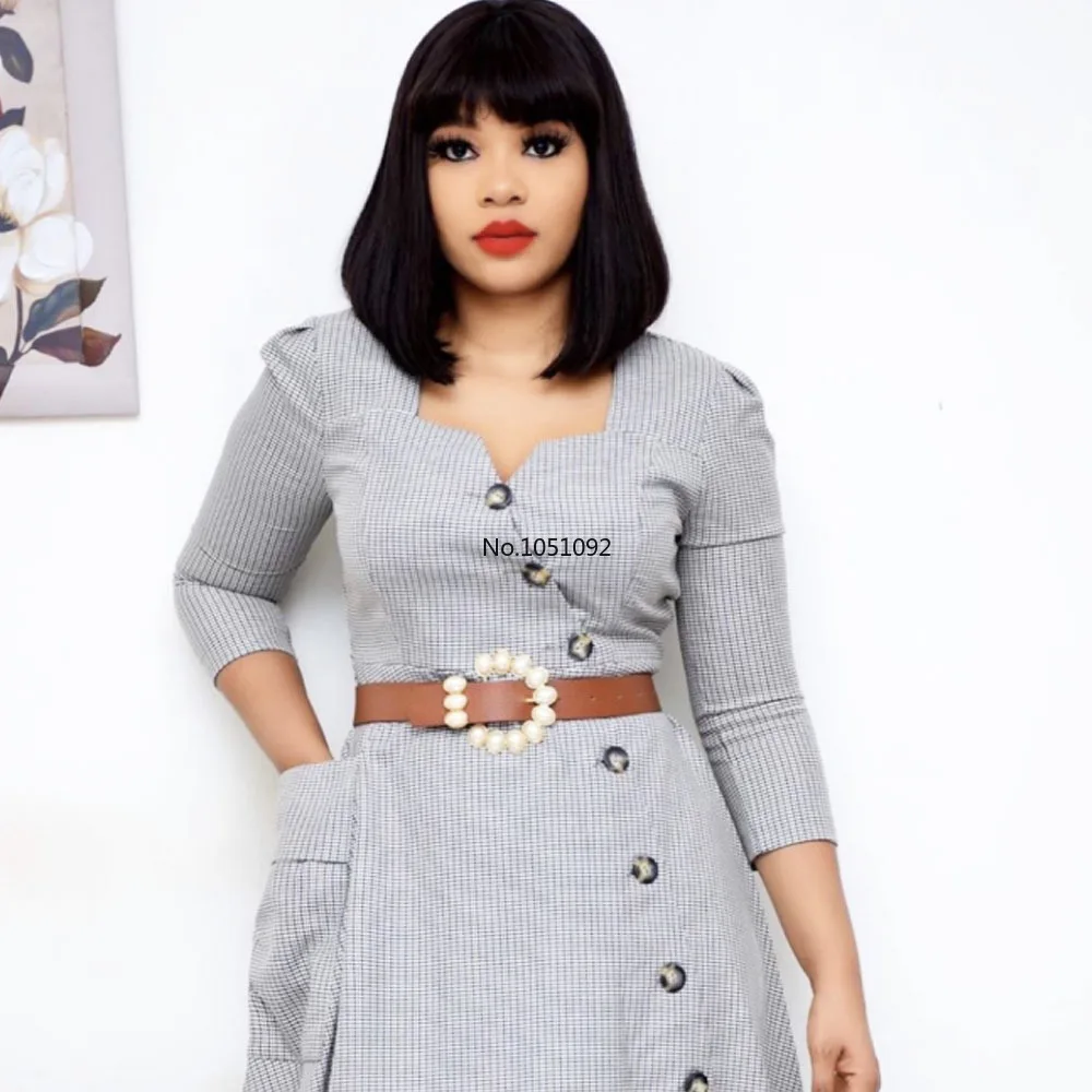 Клетчатое женское платье 2020 Vestidos элегантное большого размера в африканском