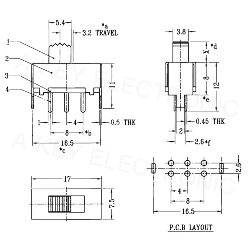 Рукоятка высота ручки 6 мм 2-ступенчатый переключатель с 2 фиксированными ножками