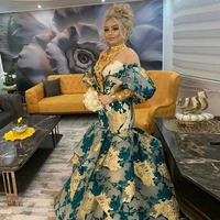 off the shoulder mermaid prom dress 2021 lace appliques algerian arabic formal vestidos robe de soir%c3%a9e evening wear for women