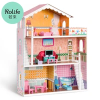 robotime rolife large three story doll house 15 accessories play set girl toy dollhouse with furniture diy gift