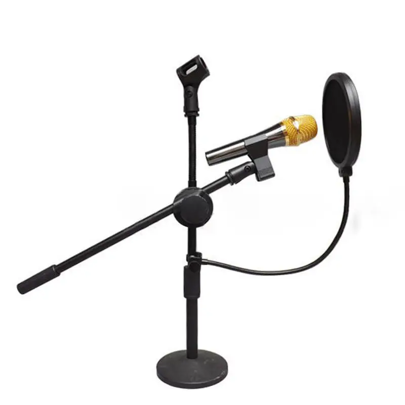 New Studio Microphone Double Layer Mic Wind Screen Filter Swivel Mount Mask Shied For Speaking Recording Gooseneck Black | Электроника