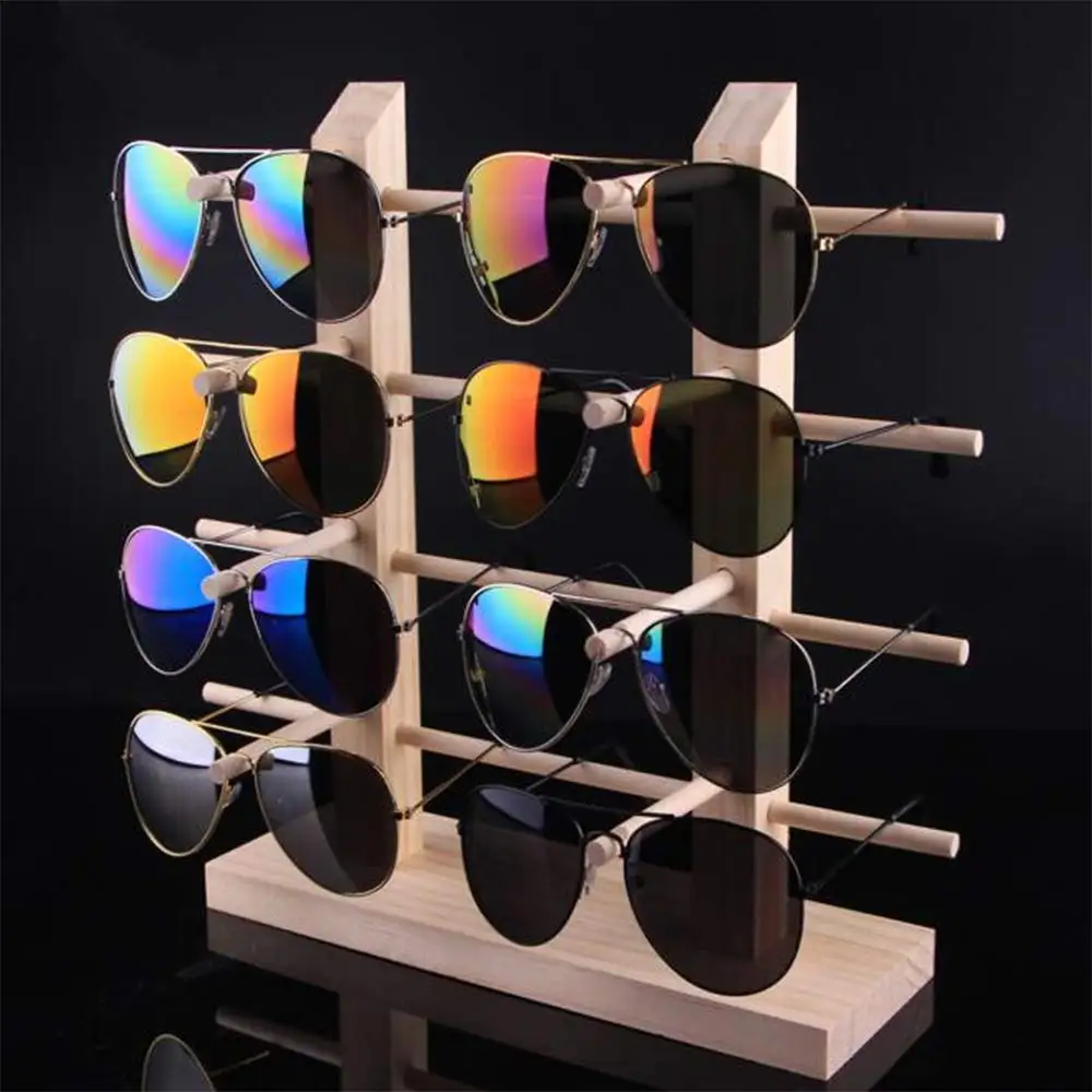 

Men & Women Tabletop Wood Glasses Display Holder Sunglass Display Holder Wood Glass Display Rack Double Linen Glass Showcase