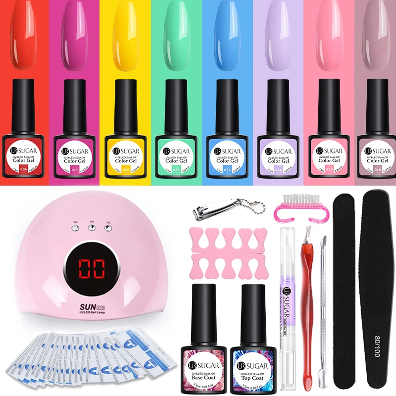 

UR SUGAR Manicures Set for Nail Kit with led Nail lamp Nail Set 36W UV LED Lamp Dryer With 20 Nail Gel Polish Kit Soak Off Nail