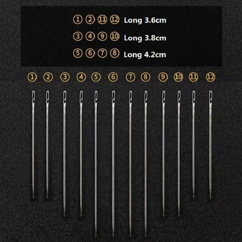 Швейные иглы разных размеров 12 шт. для хранения пожилых людей слепых с боковым