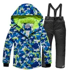 Зимняя водонепроницаемая лыжная куртка для мальчиков и девочек, штаны, одежда для подростков, детские теплые ветрозащитные лыжные костюмы с флисовой подкладкой и капюшоном для сноуборда