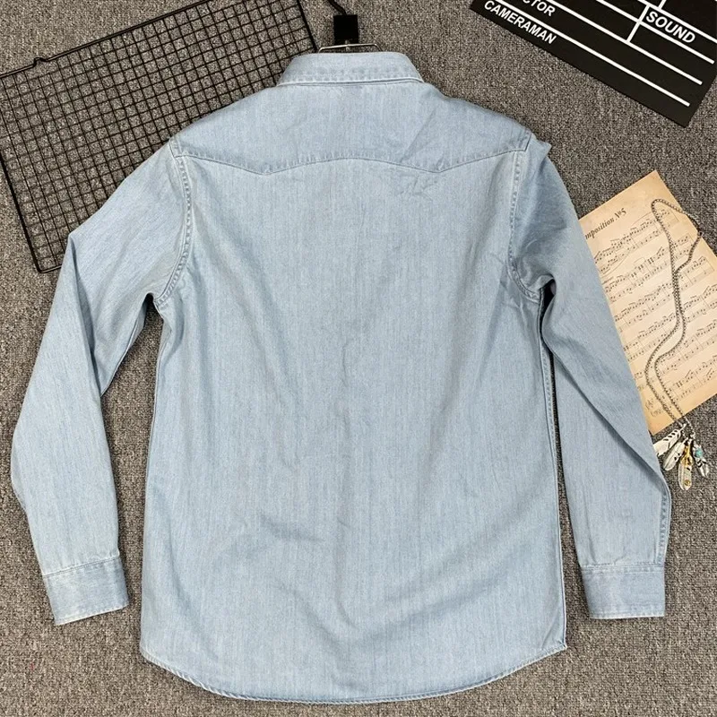 

Men's Clothing 2020 New Long Sleeve Shirt Men's Denim Shirt Korean Slim Camisas Para Hombre