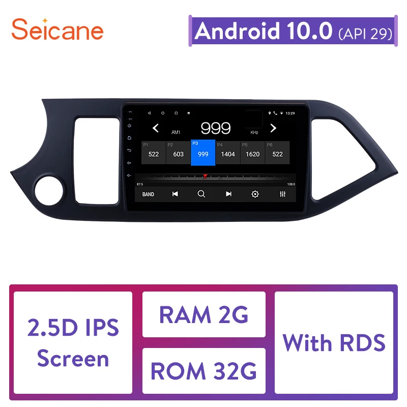 Автомагнитола Seicane 2 Din четырехъядерный процессор Android 10 0 для KIA PICANTO Morning Bluetooth Wi Fi 3G