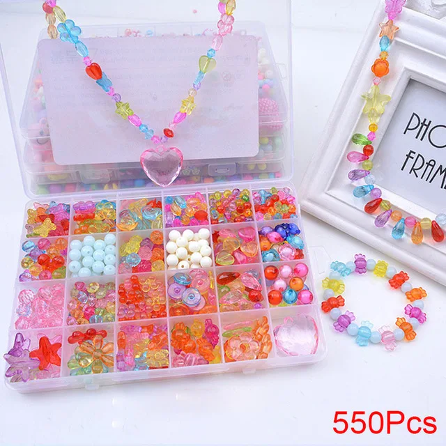 500 шт DIY бусины игрушки для детей ручной работы Обучающие с коробкой для хранения браслетов игрушки для изготовления ювелирных изделий креативные ювелирные изделия для девочек подарок