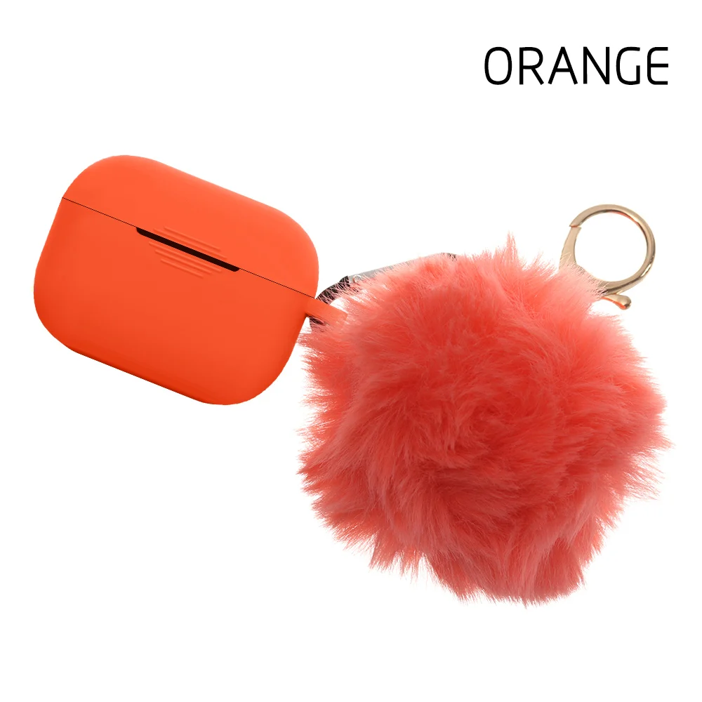 orange for Pro Чехол для наушников, защитный чехол, силиконовый чехол, милый меховой шарик, брелок для Airpods 1/2 Pro, аксессуары, карамельный цвет - Цвет: orange for Pro