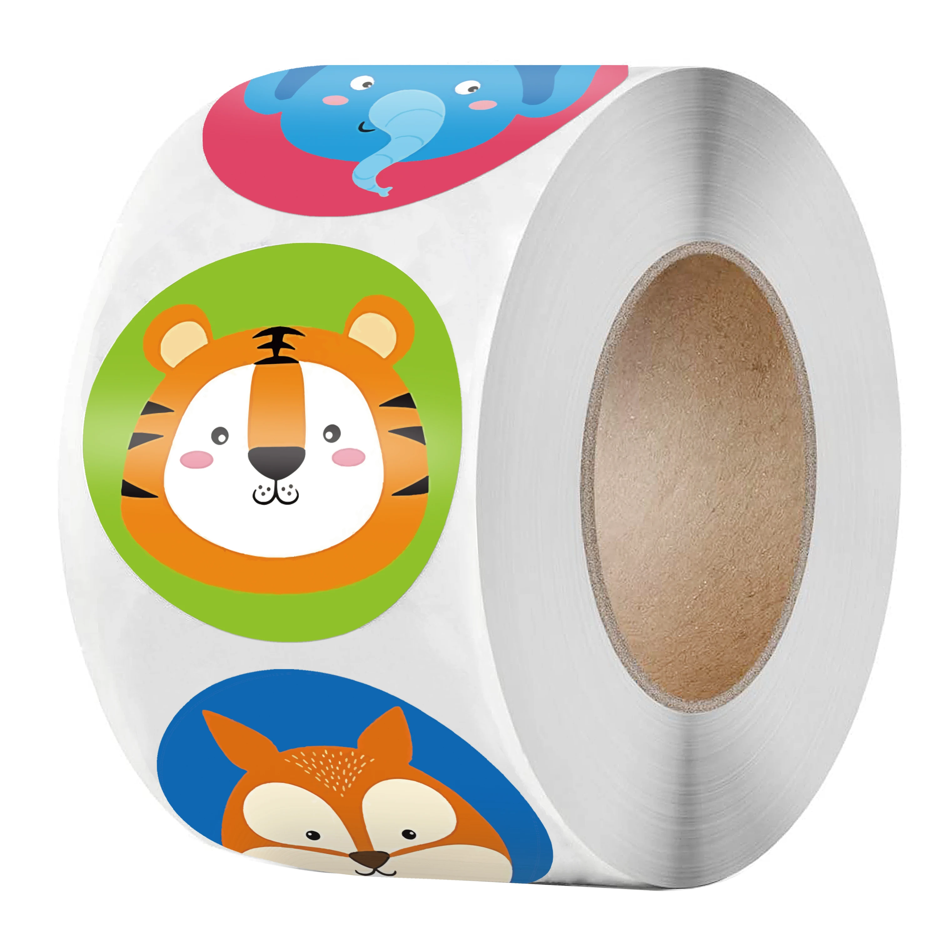 

2.5 cm Cartoon Sticker for Kids 500pcs/roll Cute Animals Scrapbooking Sealing Labels for School Student Teacher Reward Sticker