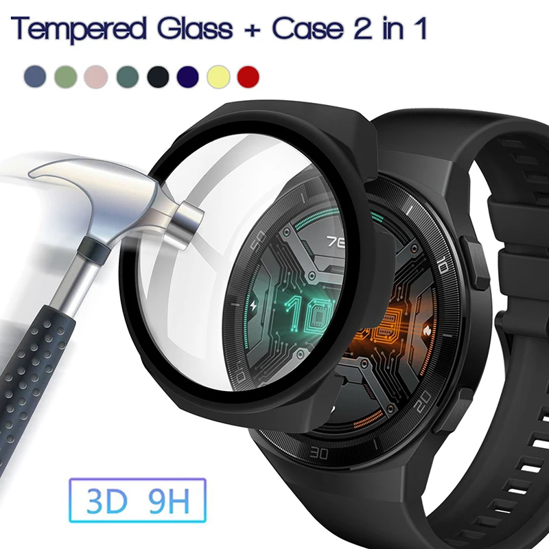 

Чехол из поликарбоната для Huawei Watch GT 2E, чехол из закаленного стекла с полным покрытием, бампер для Huawei Watch GT2E GT, защитный чехол, защита экрана