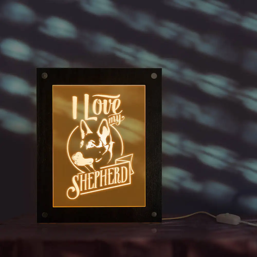 I Love my german Shepherd Dog порода освещение текст фоторамки домашний Декор подарок для любителей собак Щенок дизайн Успокаивающая Сонная лампа