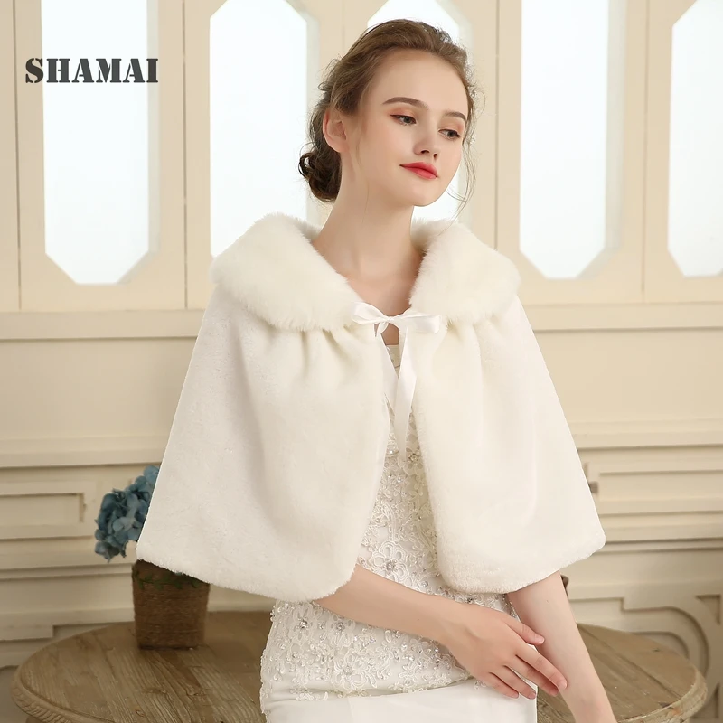 

Зимние искусственные меховые бриллианты, теплые меховые болонки, реальная фотография, женская свадебная оболочка Болеро для невесты AL5466