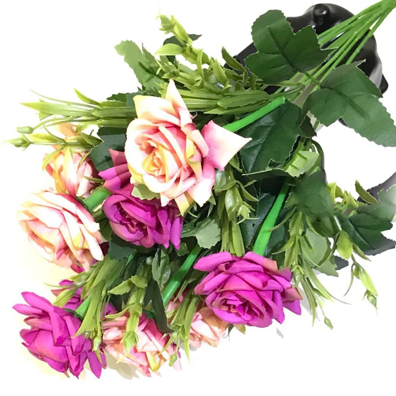 

10 branch/Bouquet Colorful Artificial Silk Rose Flower Wedding Flowers DIY Home Room Decoration Photography Props