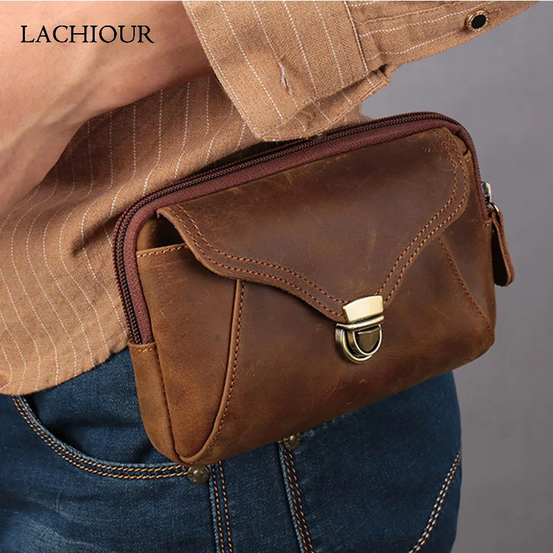 Men Hip Bum Belt Bag Male Zipper Genuine Leather Waist Packs Travel Phone Pouch Bag High Quality Waist Bag Boy Fanny Packs