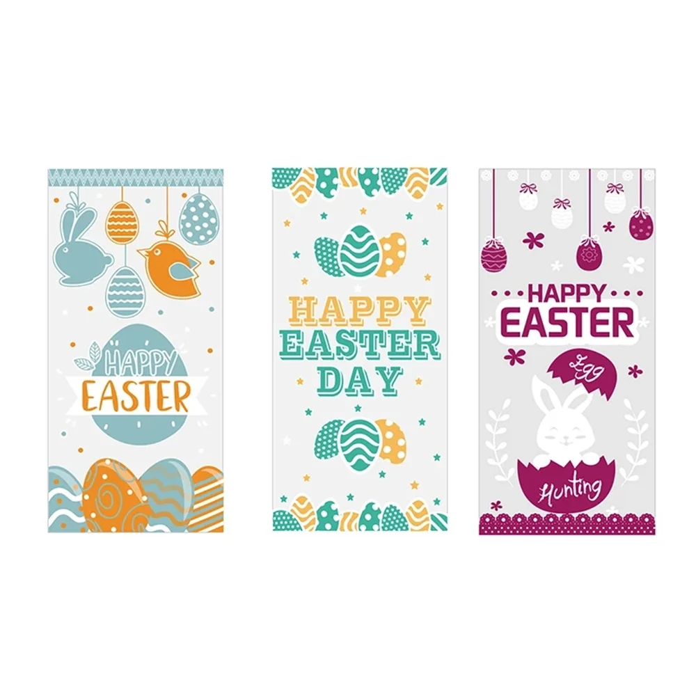 

50pcs Easter Decoration Gift Bag Bunny Eggs Cellophane Bags Baking Candy Packaging Bags Happy Easter Party Favors