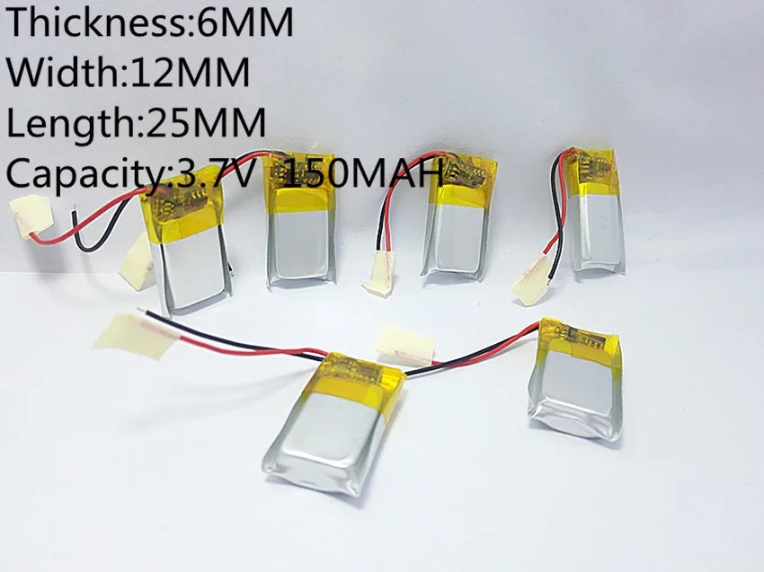 

3.7V 150mAh 601225 Lithium Polymer Li-Po li ion Rechargeable Battery cells For Mp3 MP4 MP5 GPS mobile bluetooth