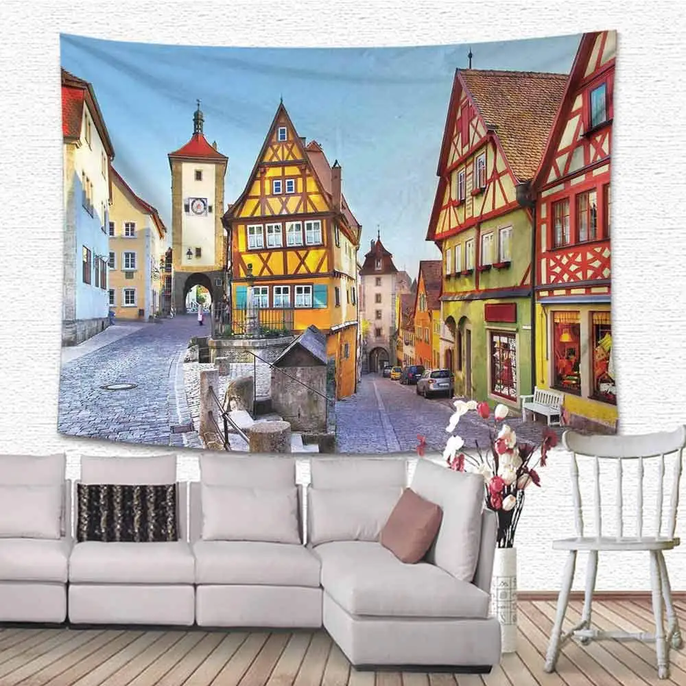 Немецкий Ротенбург ob der Таубер Бавария немецкая известная улица с красочными